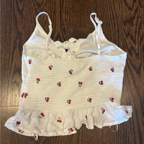 White Cherry Print Women's Top - Picture 3 of 3